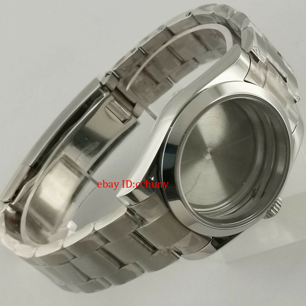 36mm Sapphire glass Steel Watch Case Bracelet Solid Back For NH35 NH36 Movement