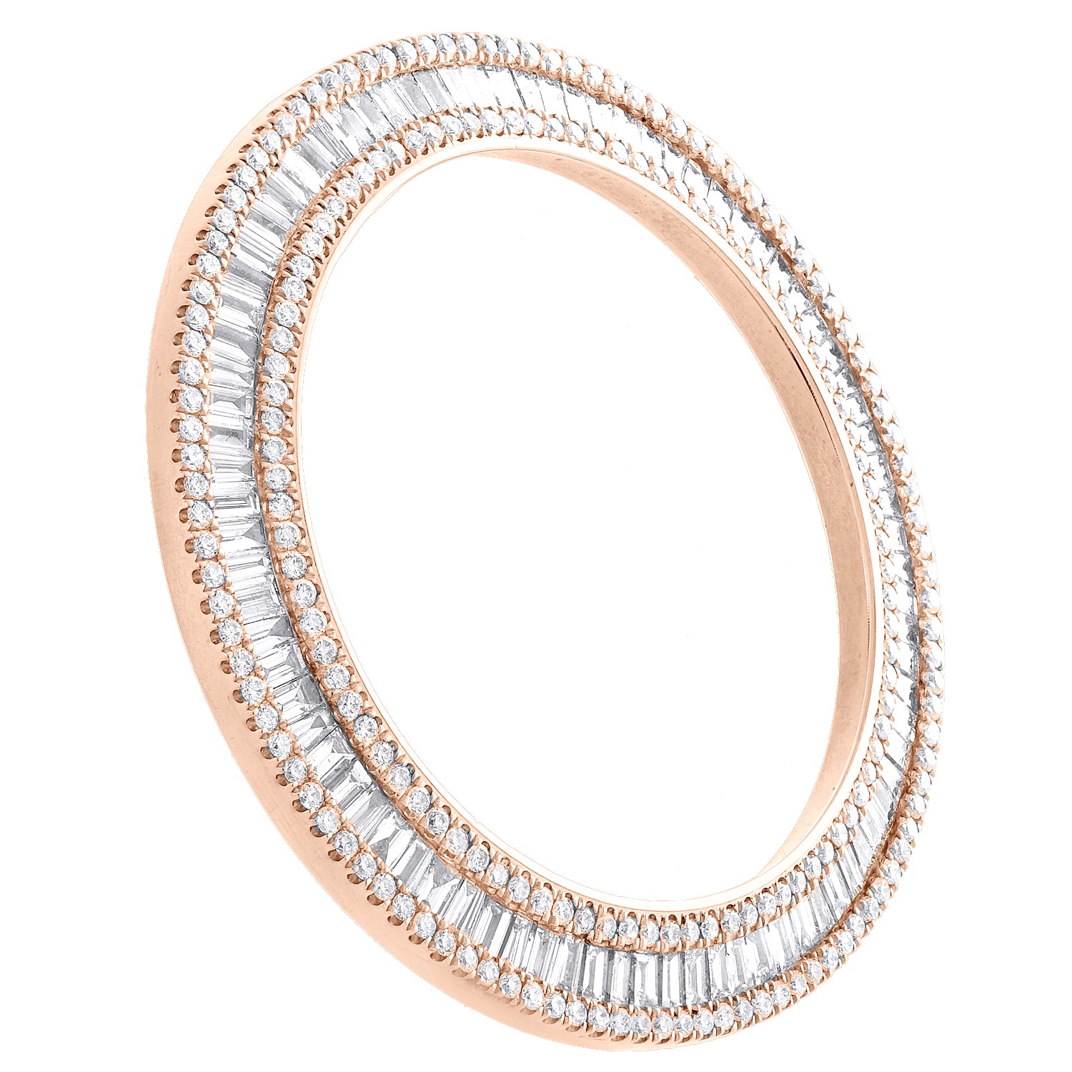 10K Rose Gold Custom 3 Row Diamond Bezel For Rolex Day-Date 36mm Watch 3.20 CT.