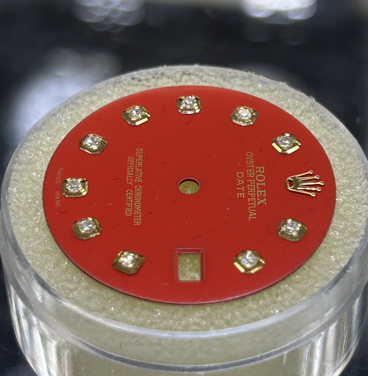 Rolex 34mm Date Watch Custom Red Diamond Dial For NonQuick Models 1500 1503