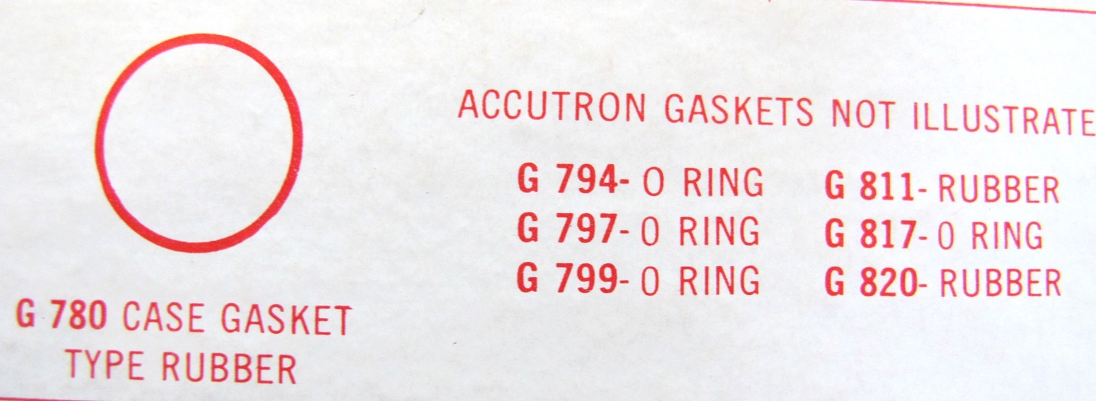 LOT of ACCUTRON WristWatch GASKETS – G 780 811 817 820 859 1057