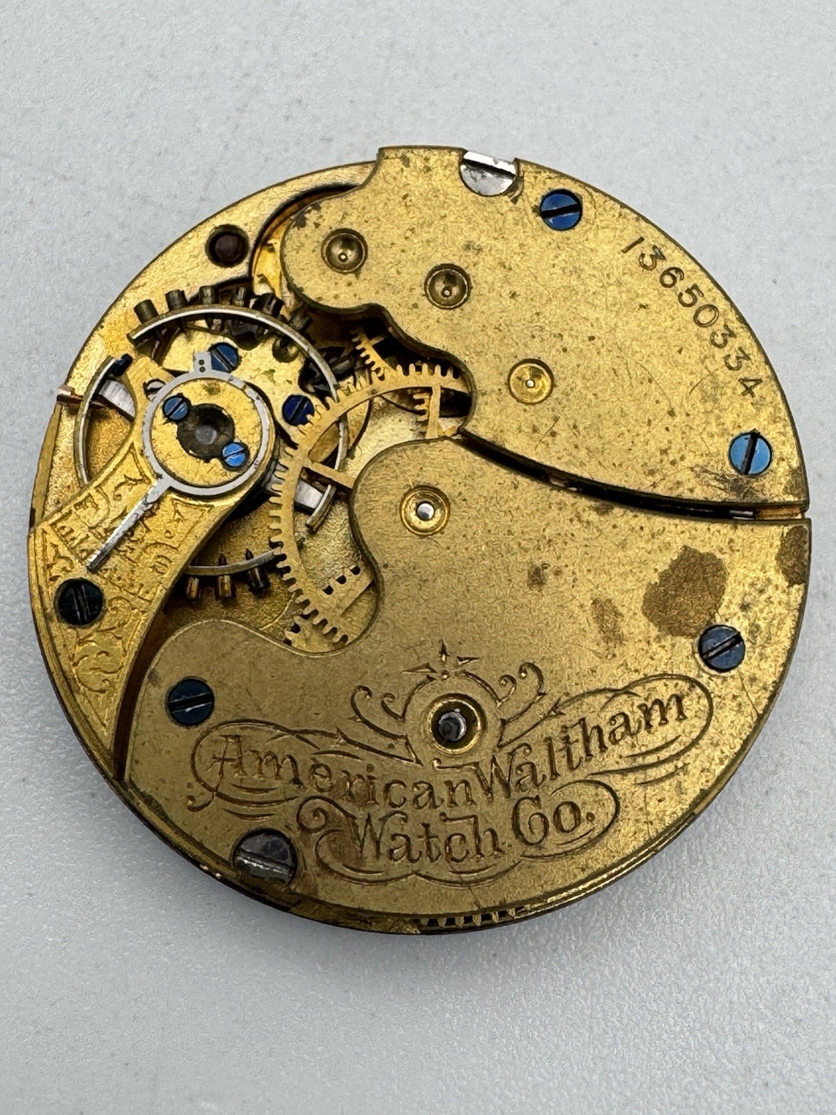 Vintage Waltham 0s 7J Model 1891 Pocket Watch Movement For Parts Or Repair