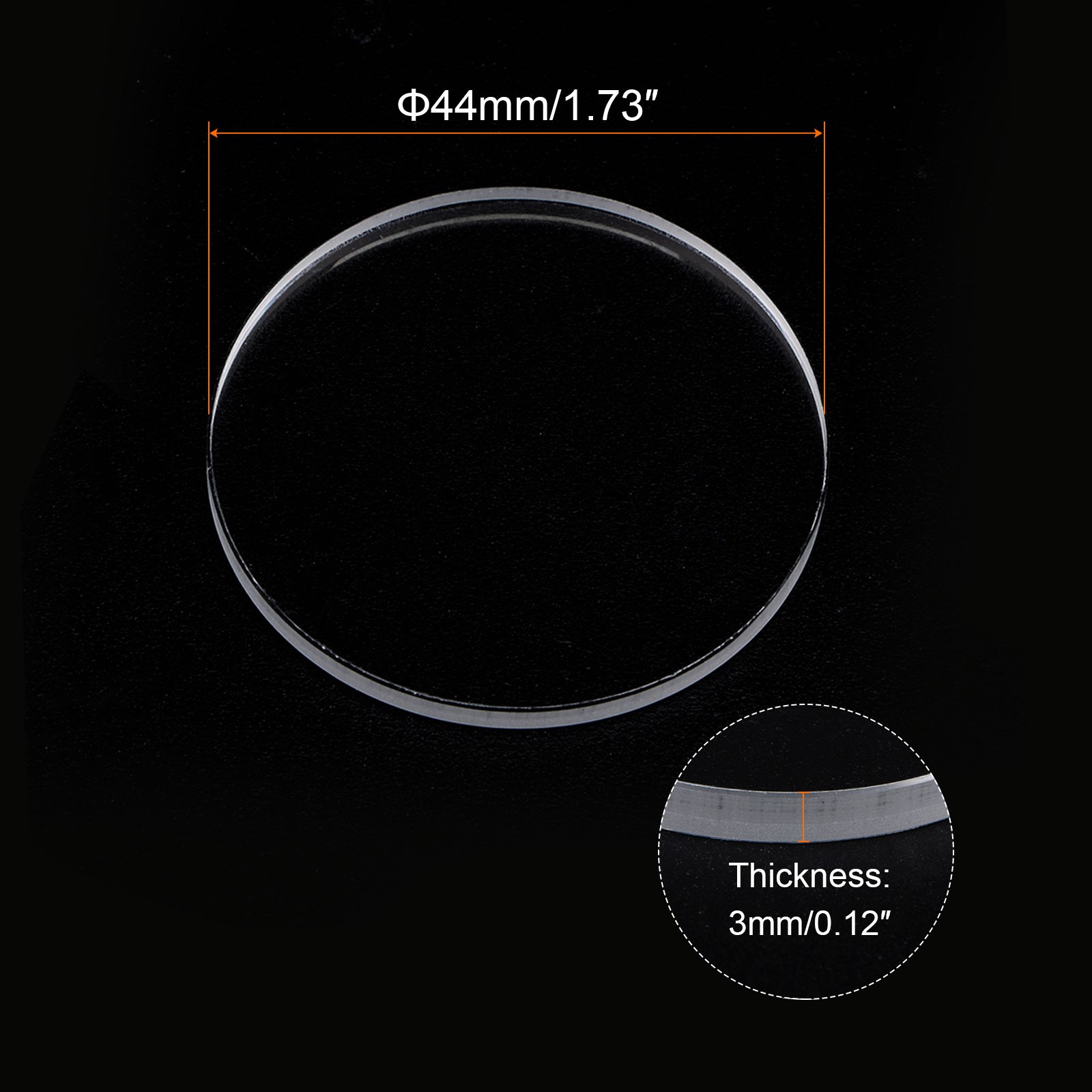 2pcs 44mmx3mm High Transmittance Watch Crystal Lens Glass Round Flat Mineral