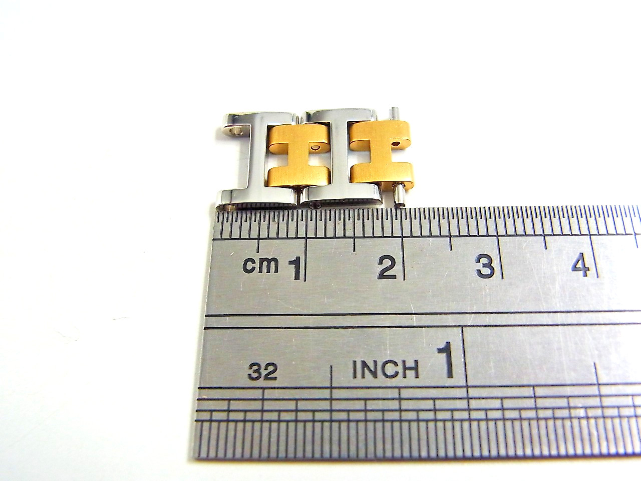 HERMES Clipper Watch 12mm Side Polish Genuine Link Band Bracelet 2pcs Set EX (b