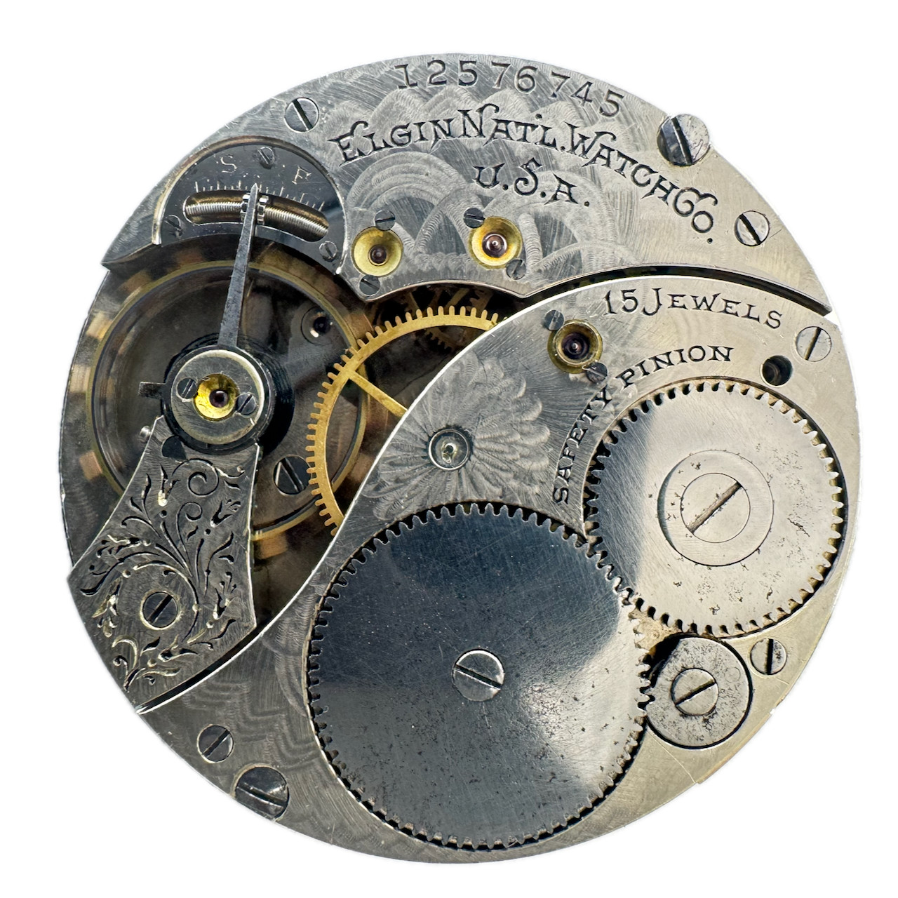 Antique 12s 1907 Elgin 2 15J Mechanical Hunter Pocket Watch Movement 314 Runs