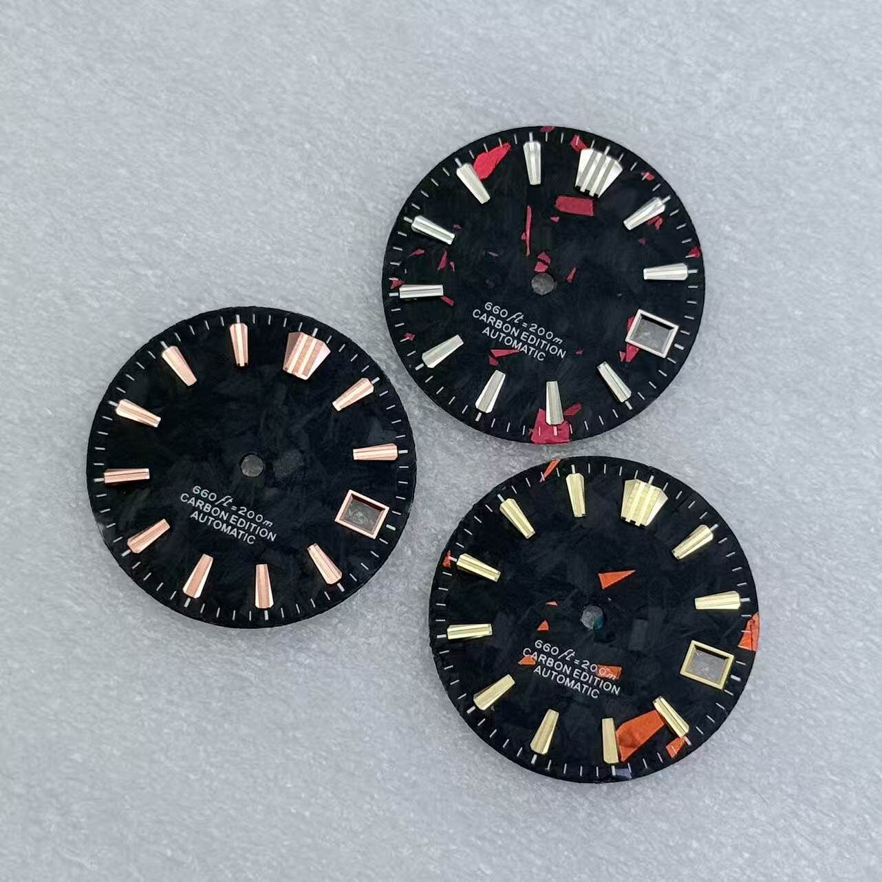 28.5mm Carbon fiber Watch Dial No Lume for Nh35 Nh36 Movement Watch Accessories