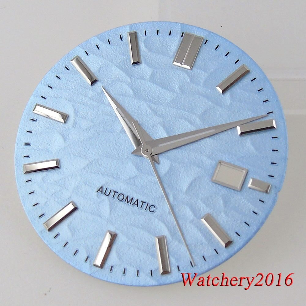 Tandorio 33.5MM Sky Blue Folds Watch Dial Date Window Fit NH35 NH36 Automatic