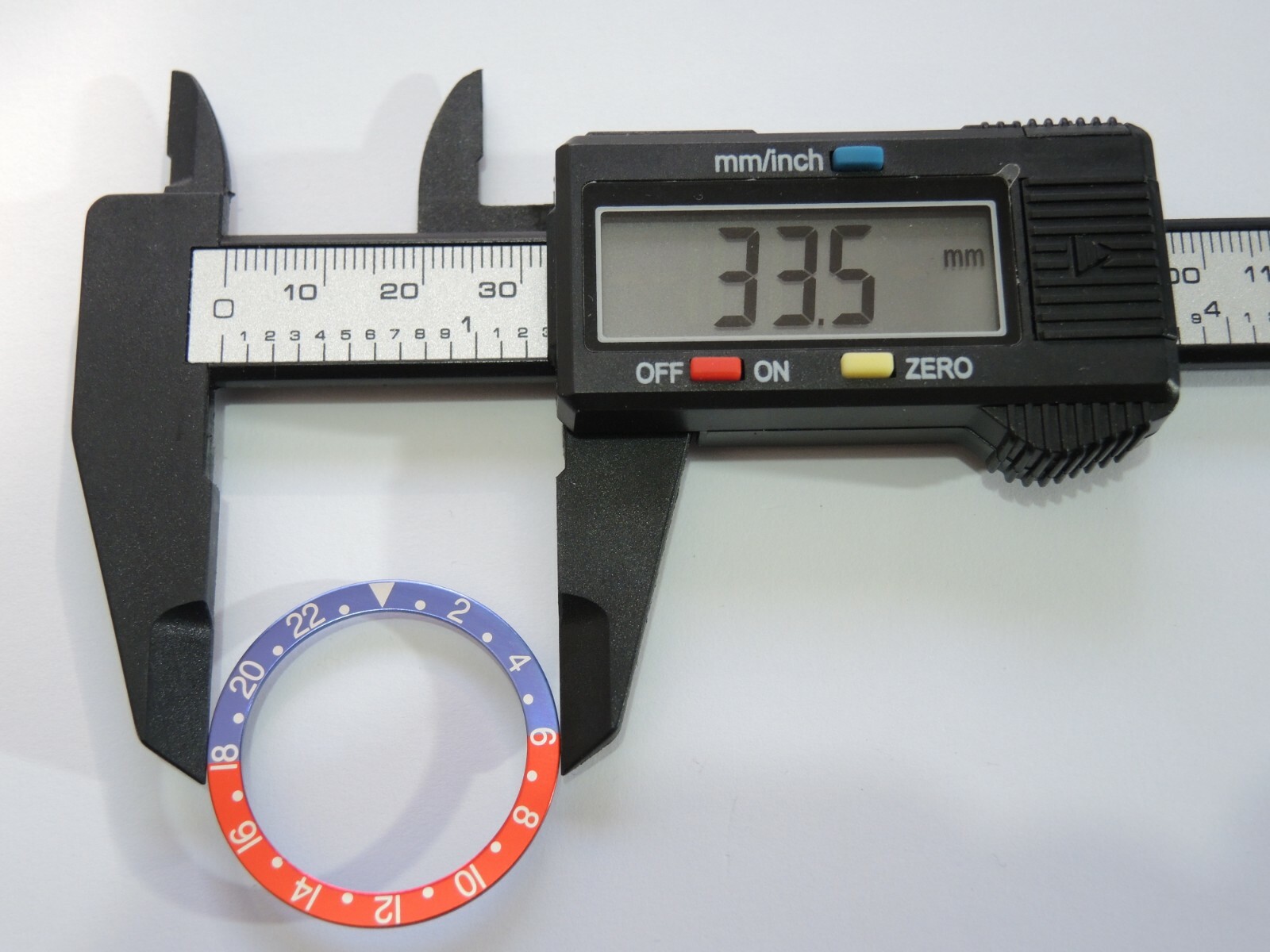 NEW BEZEL INSERT 33.5MM PEPSI GMT VINTAGE FONT MEDIUM DIVERS SKX013 (7S26-0030)