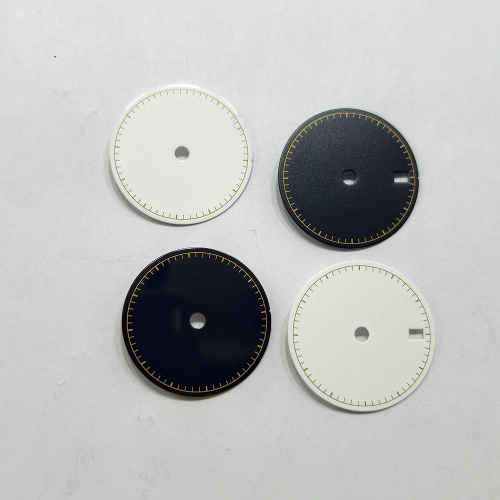 28.5mm Watch Dial Black White Gold Glossy Matte Second Scale For NH34 Movement