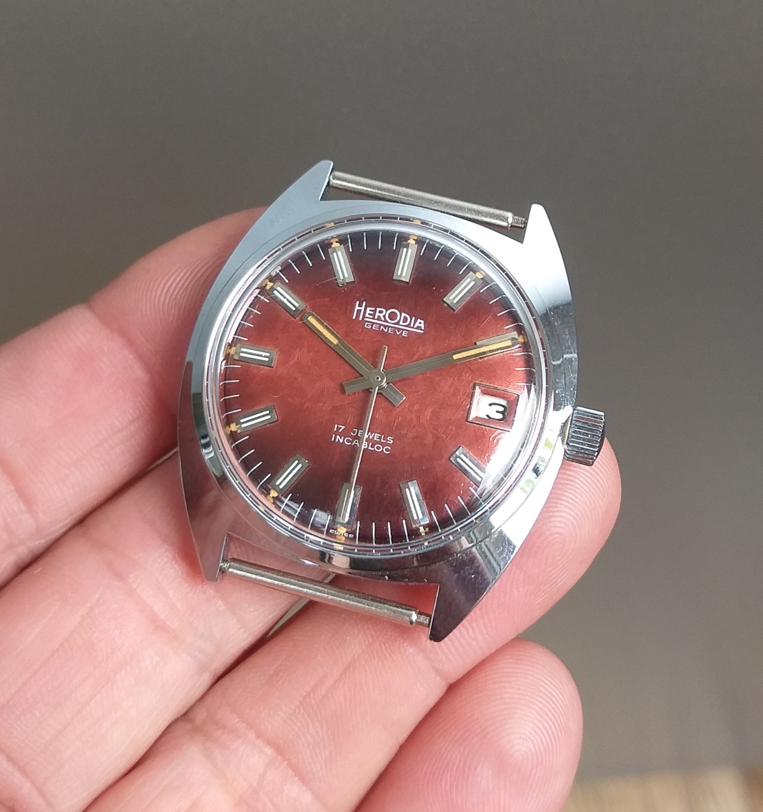 Fontainemelon FHF 974 Swiss Case and Texture Dial 1970’s 35mm NOS Part