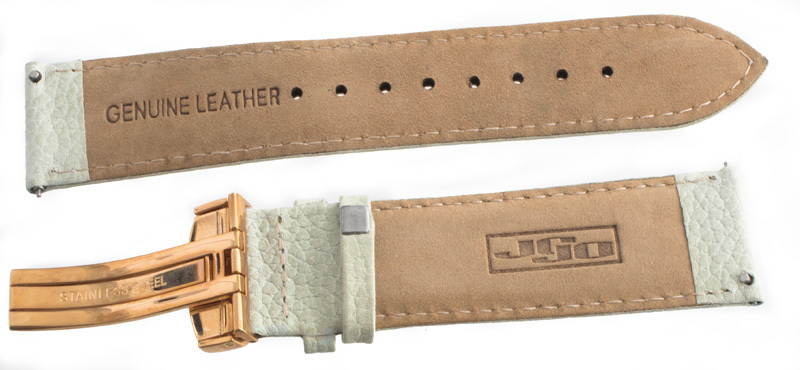 Genuine JoJo, JoJino 22mm Light Green Leather Rose Gold tone Buckle Watch Band
