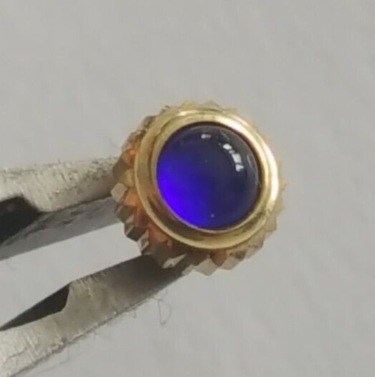 Baume & Mercier Gold Plated Crown With Blue Cabochon Stone Part Number MVO90005