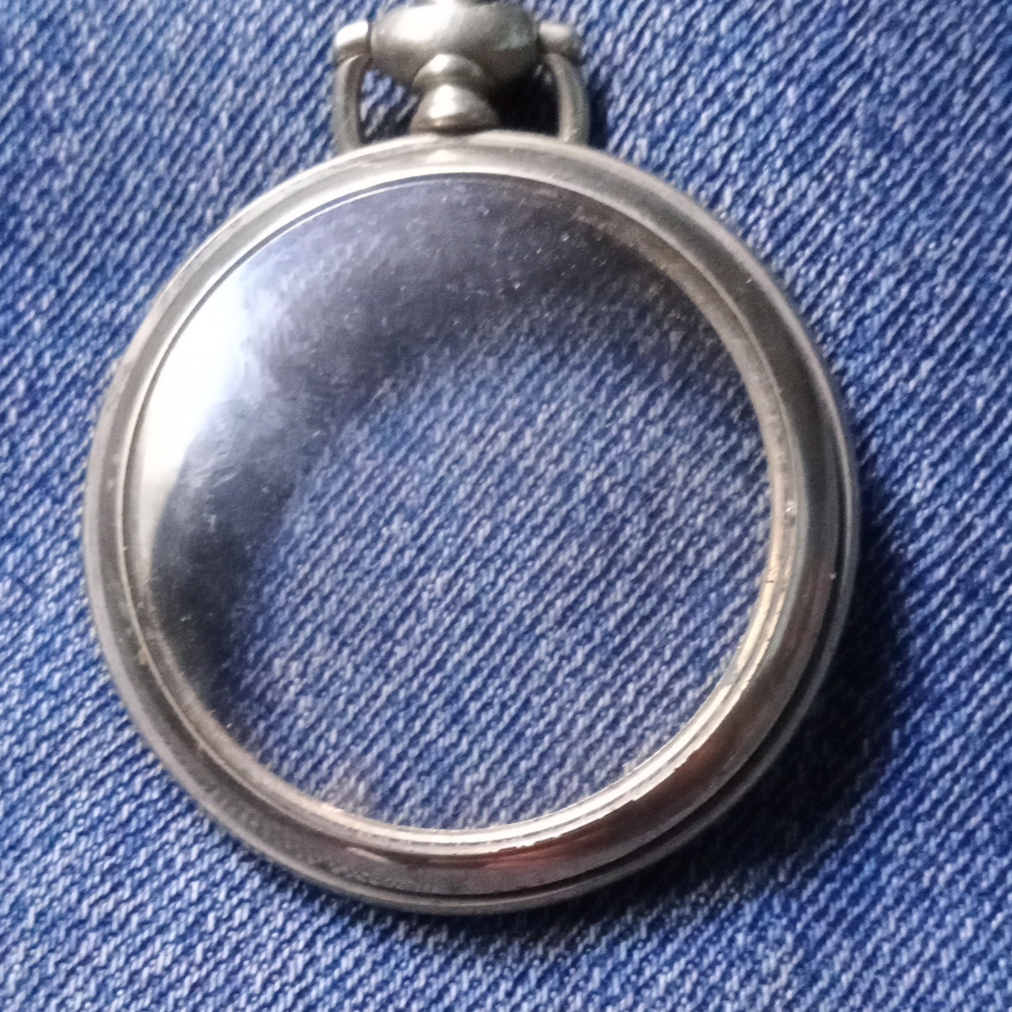 Silver Tone Metal Pocket Watch Case/Frame w/ Bow Ring Bezel, Part