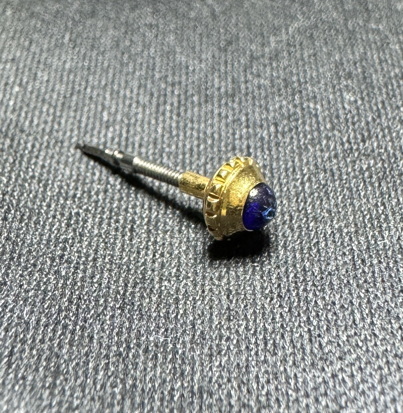 Genuine Cartier Crown Gold Plate With Blue Sapphire Stone 4.4 mm Tube 1.6 mm C25