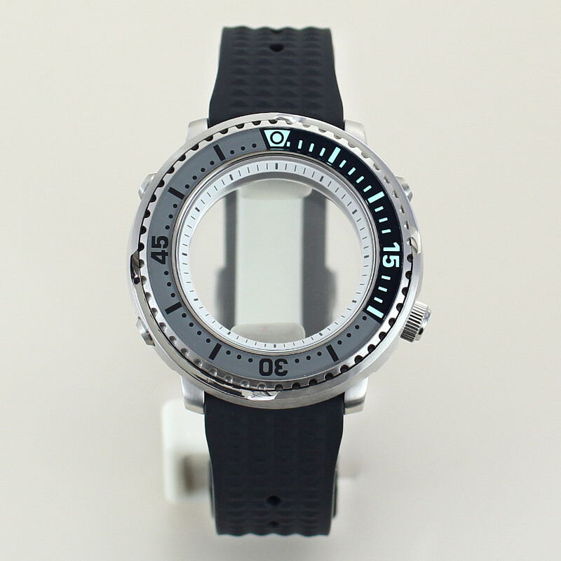43.3mm Seiko Tuna Baby Watch Case Rubber Strap Sapphire Glass For Seiko nh35nh36