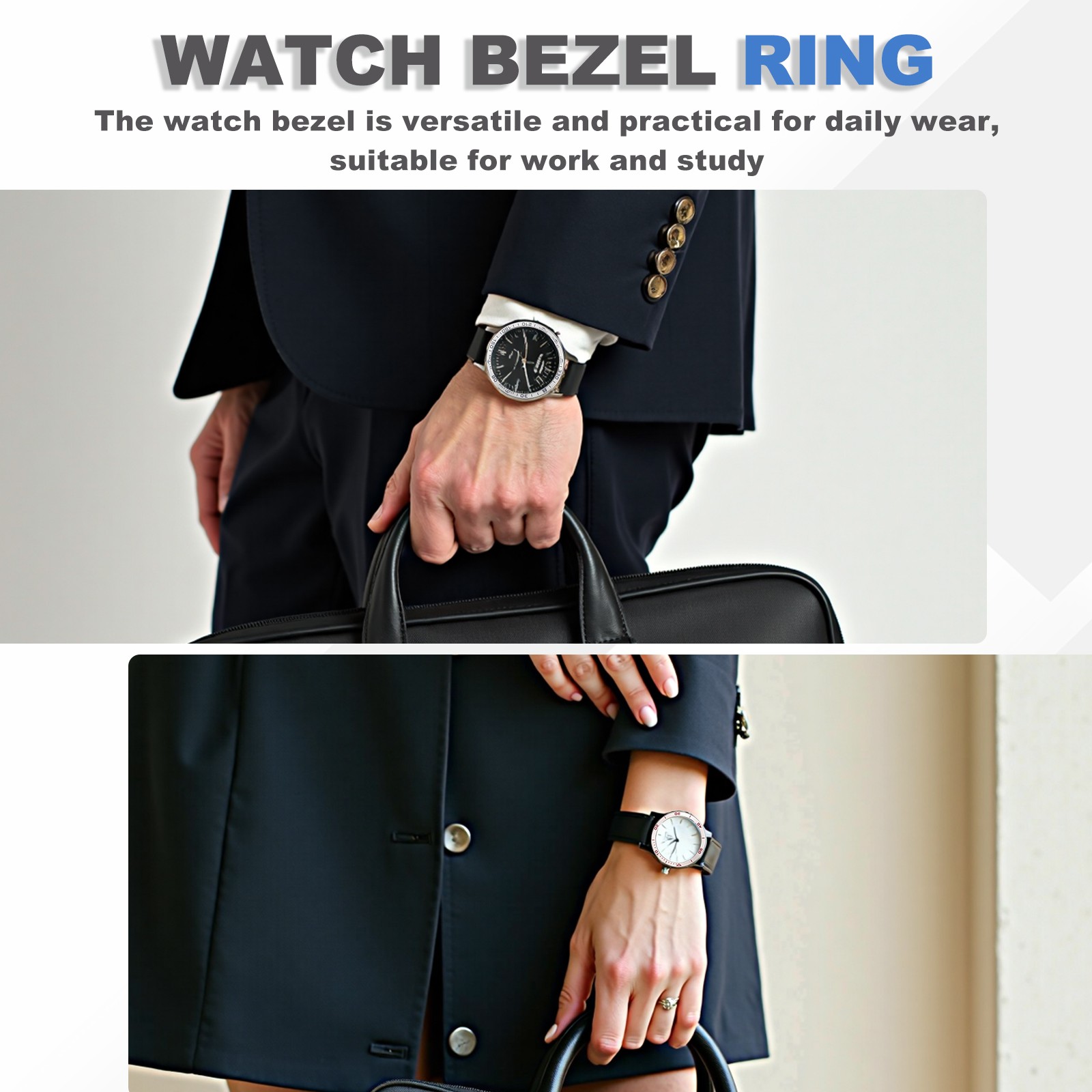 47mm Watch Bezel Stainless Steel Watch Bezel Ring Solar Silver/Gray