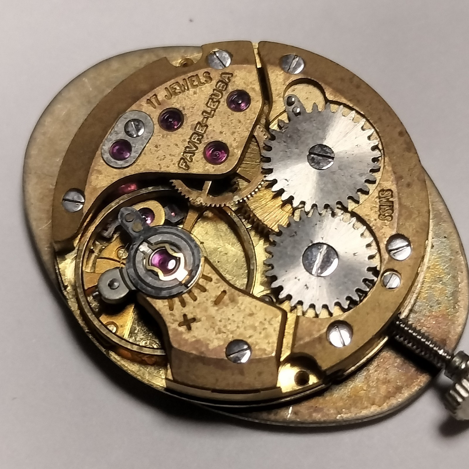 Vintage FAVRE-LEUBA Cal.251 17J Manual Wind Movement Dial Hands Running Swiss