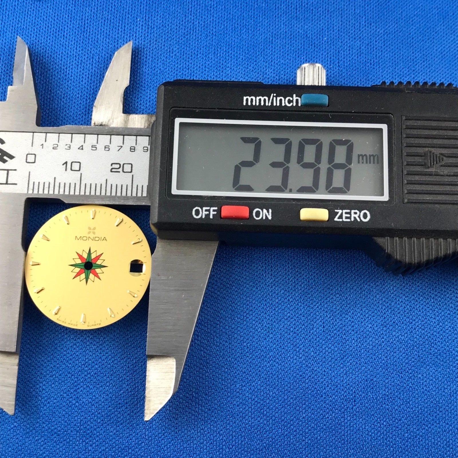 MONDIA Wrist Watch Dial Part 24mm -Quartz- Light Dots -Swiss Made- #701
