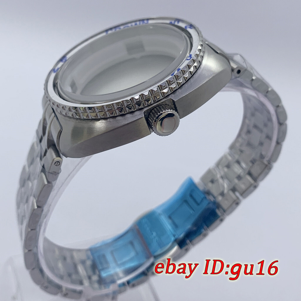 44mm Sapphire Glass Watch Case With Bezel With Steel Strap Fit NH34 NH35 NH36