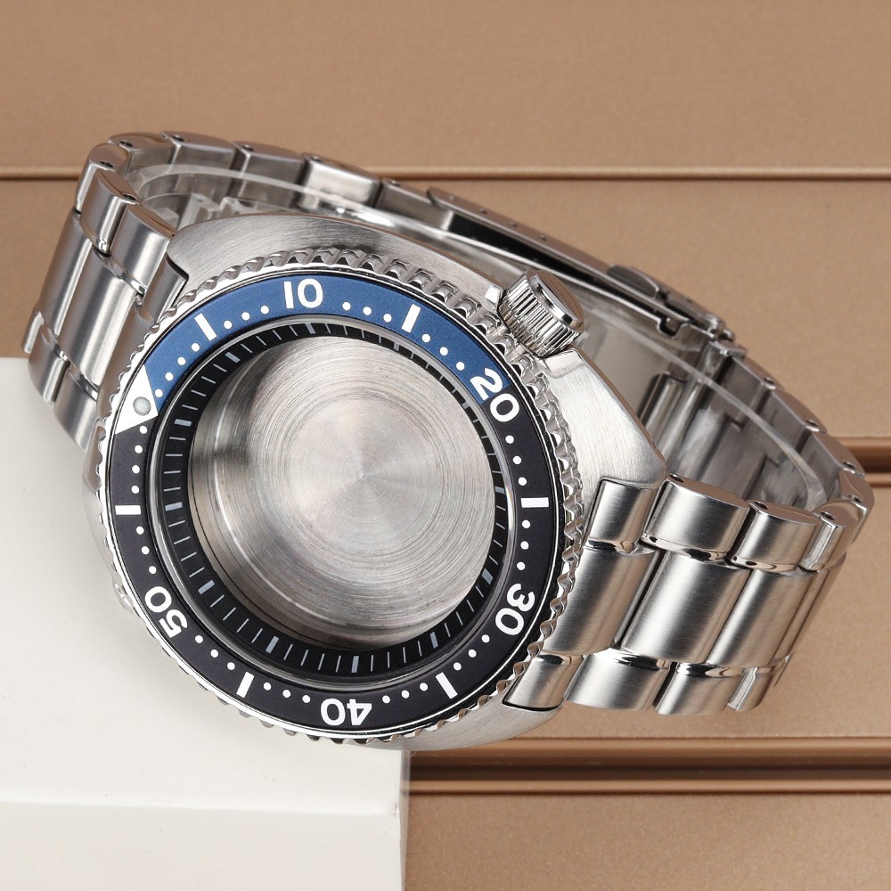45mm Sapphire Steel Watch Case Bracelet Modify Turtle Mod For Seiko NH34 35 NH36