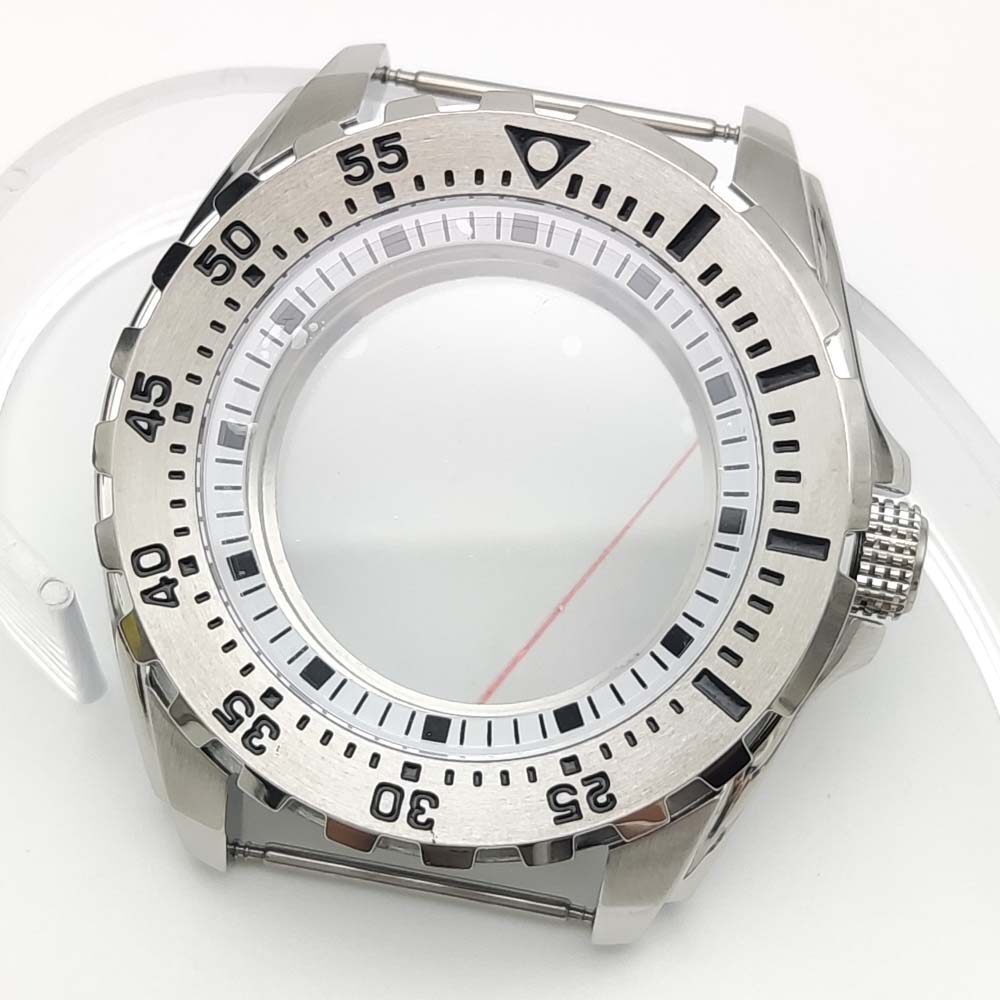 44mm Steel Watch Case Modify turtle Mod Sapphire Rotating For Seiko NH35A NH36