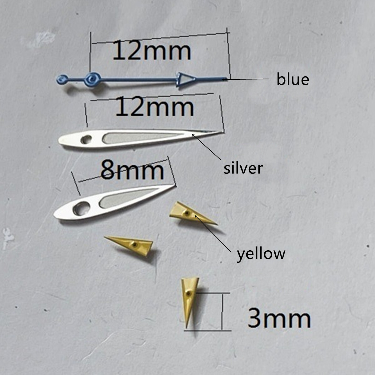 12mm Silver+Blue Trim Lume Watch Hands for Miyota OS10 OS20 OS22 OS60 OS80 OS11