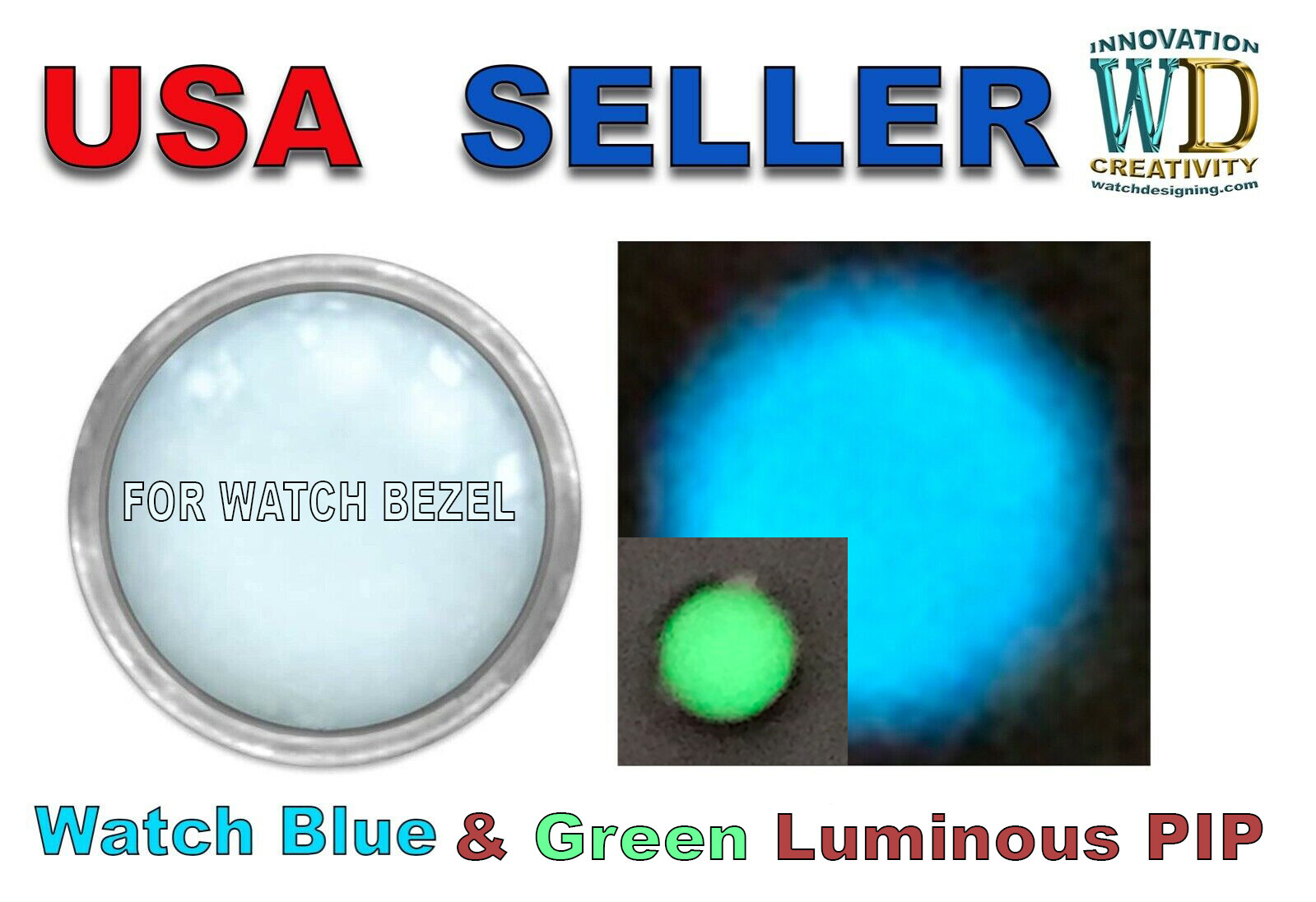 PEARL PIP BLUE LUME GREEN BEZEL ROLEX SUBMARINER 16800 16808 16610 SILVER OMEGA