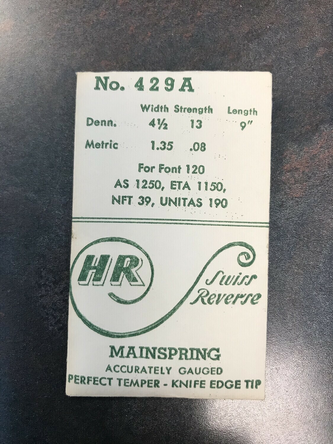 HR Mainspring No. 429A for ETA 1150, Font 120, NFT 39, Unitas 190 – Steel