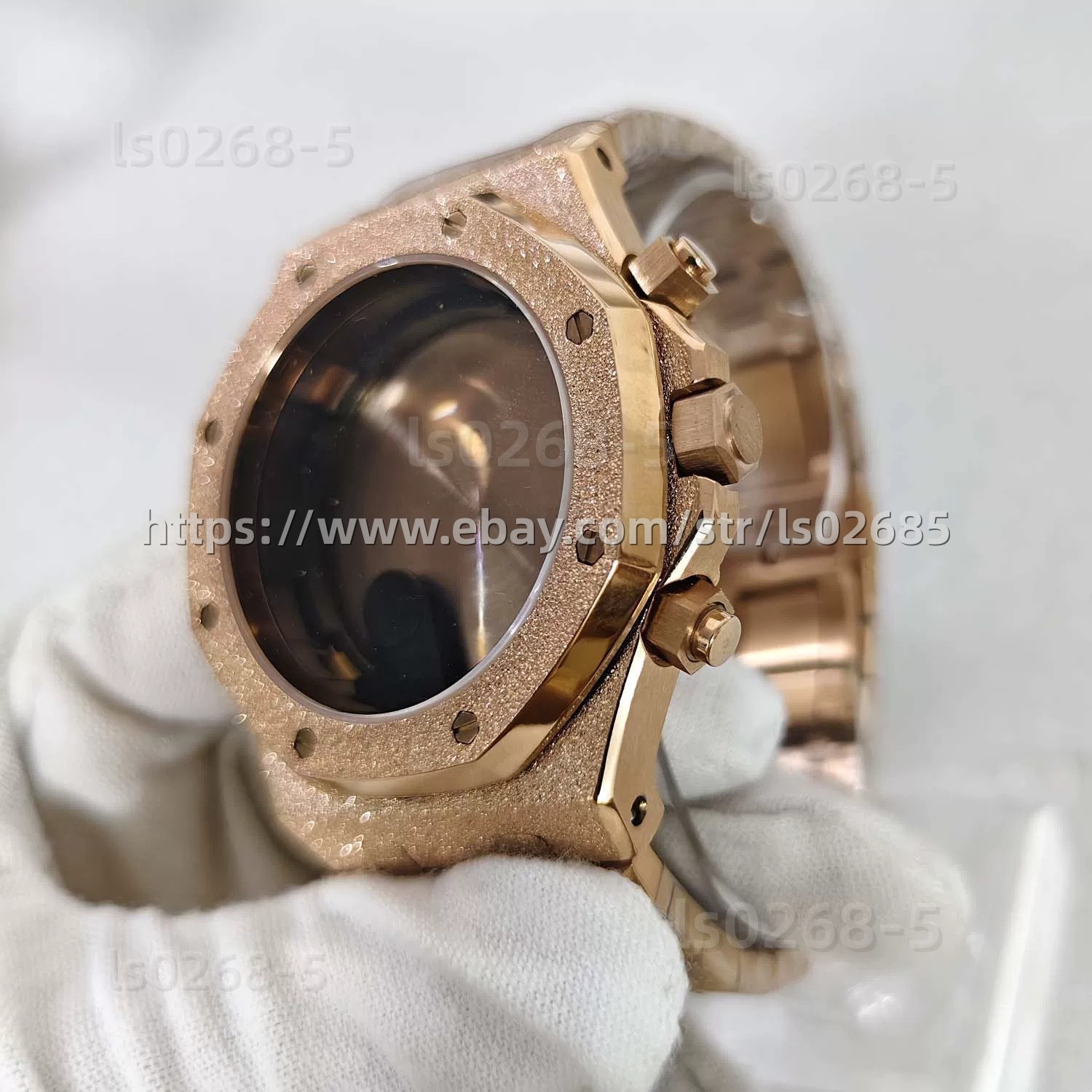 41mm Octagonal Rose Gold Case For VK63 Chronograph Quartz Movement
