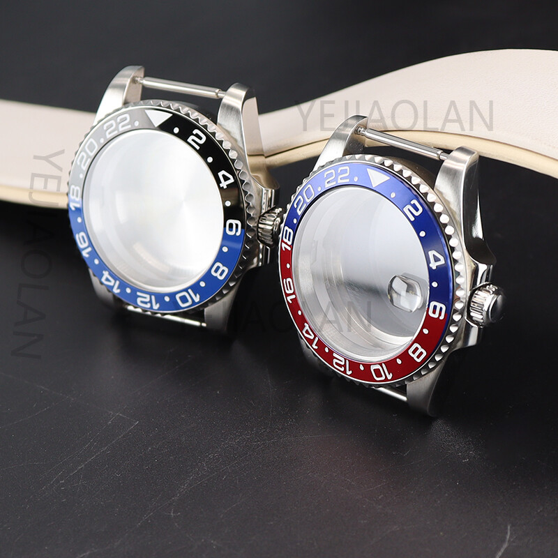 40mm Brushed Watch Cases GMT Ceramic Bezel For Seiko Nh35 Nh36 Eta 2824 Movement