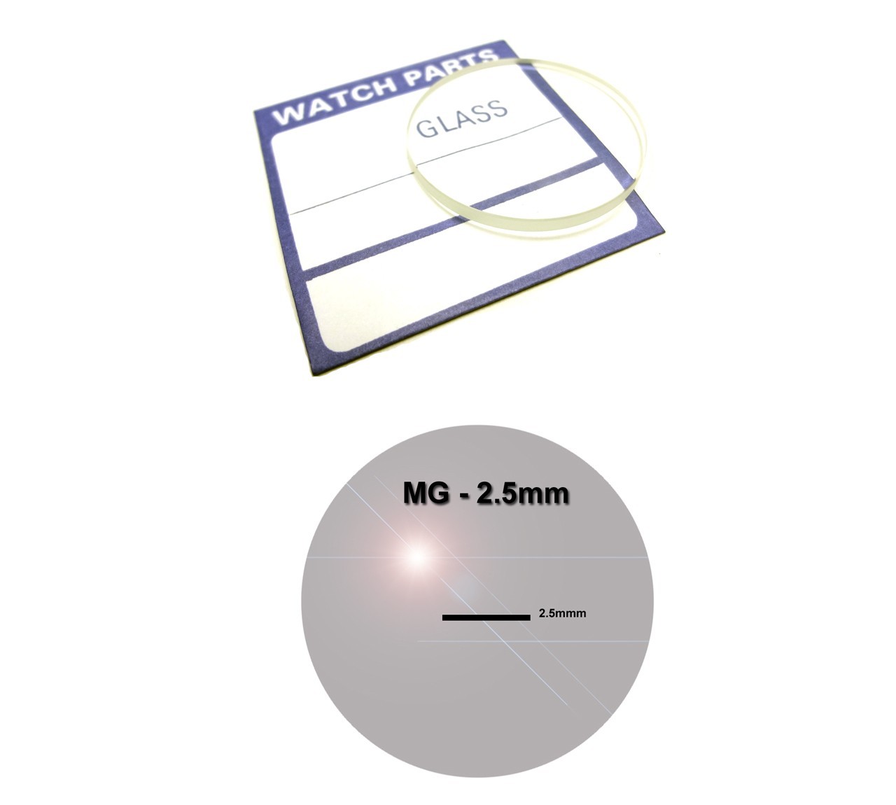 Flat Watch Crystal Mineral Glass 2.5 Millimeters Thick w/ Diameter 20.0 – 29.9mm