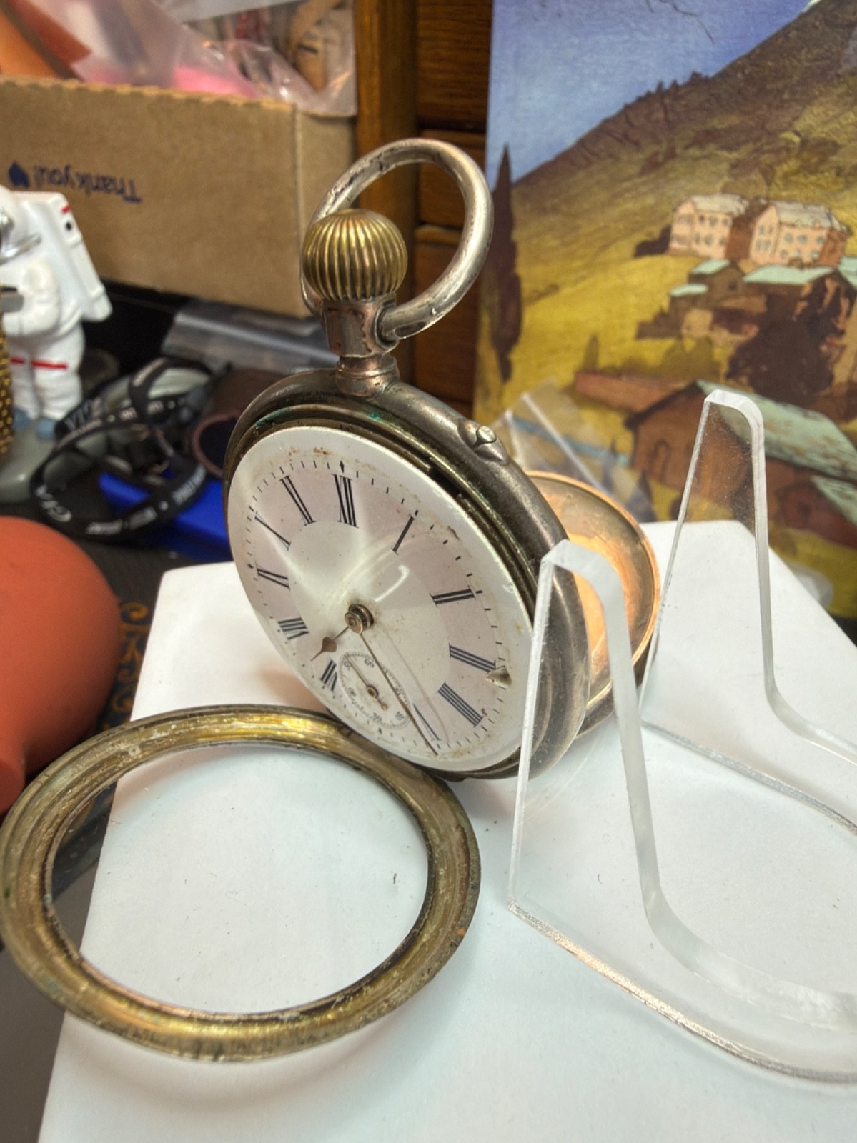 For Project or Parts: Astra Movement, Unsigned Case, 800 Silver, Needs a service