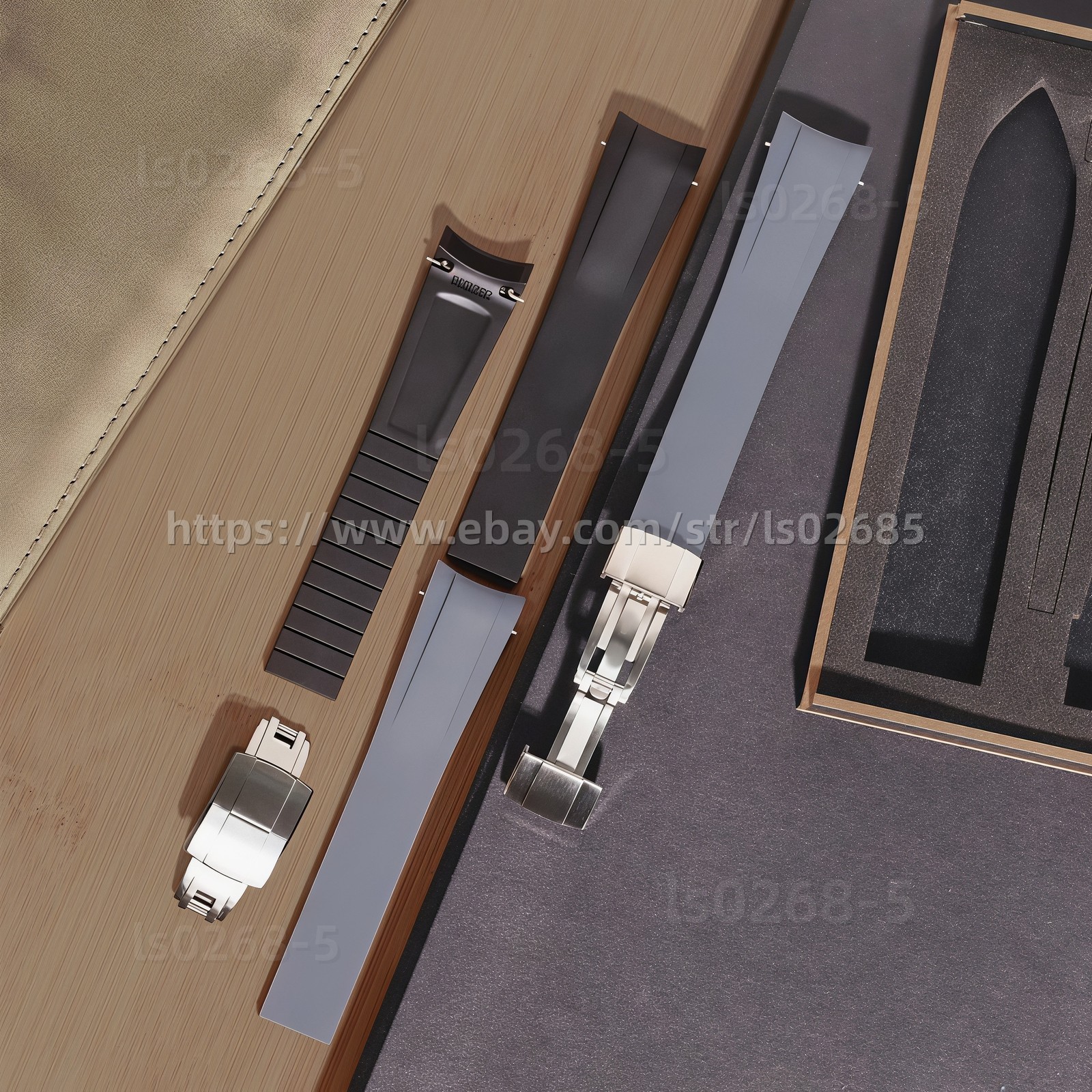 20mm Fluororubber Watch Strap Quick Release Folding Buckle Extended Length