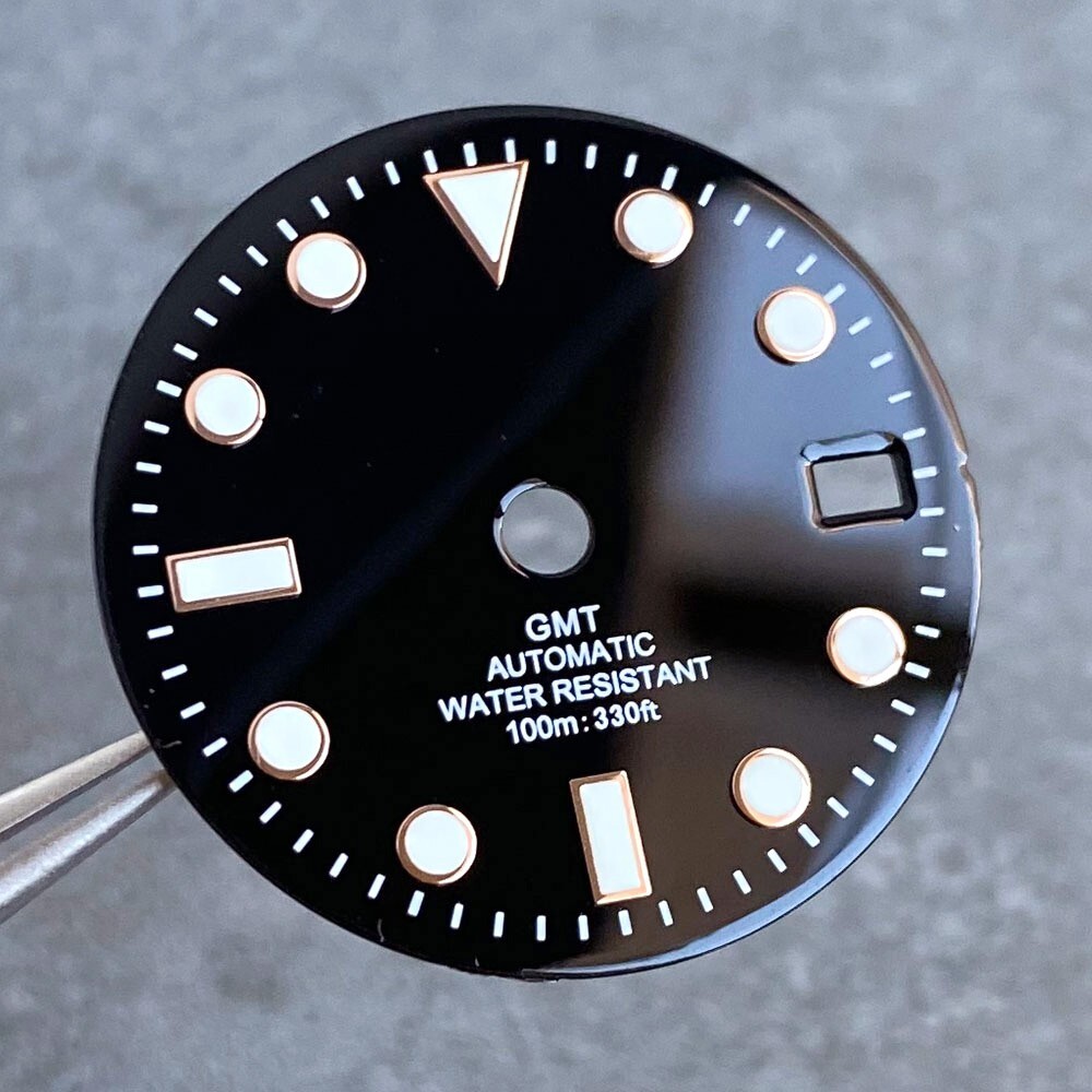 29mm Classic Diver Series 100m Text Sunburst Watch Dial Face Fit NH34 NH34A Move
