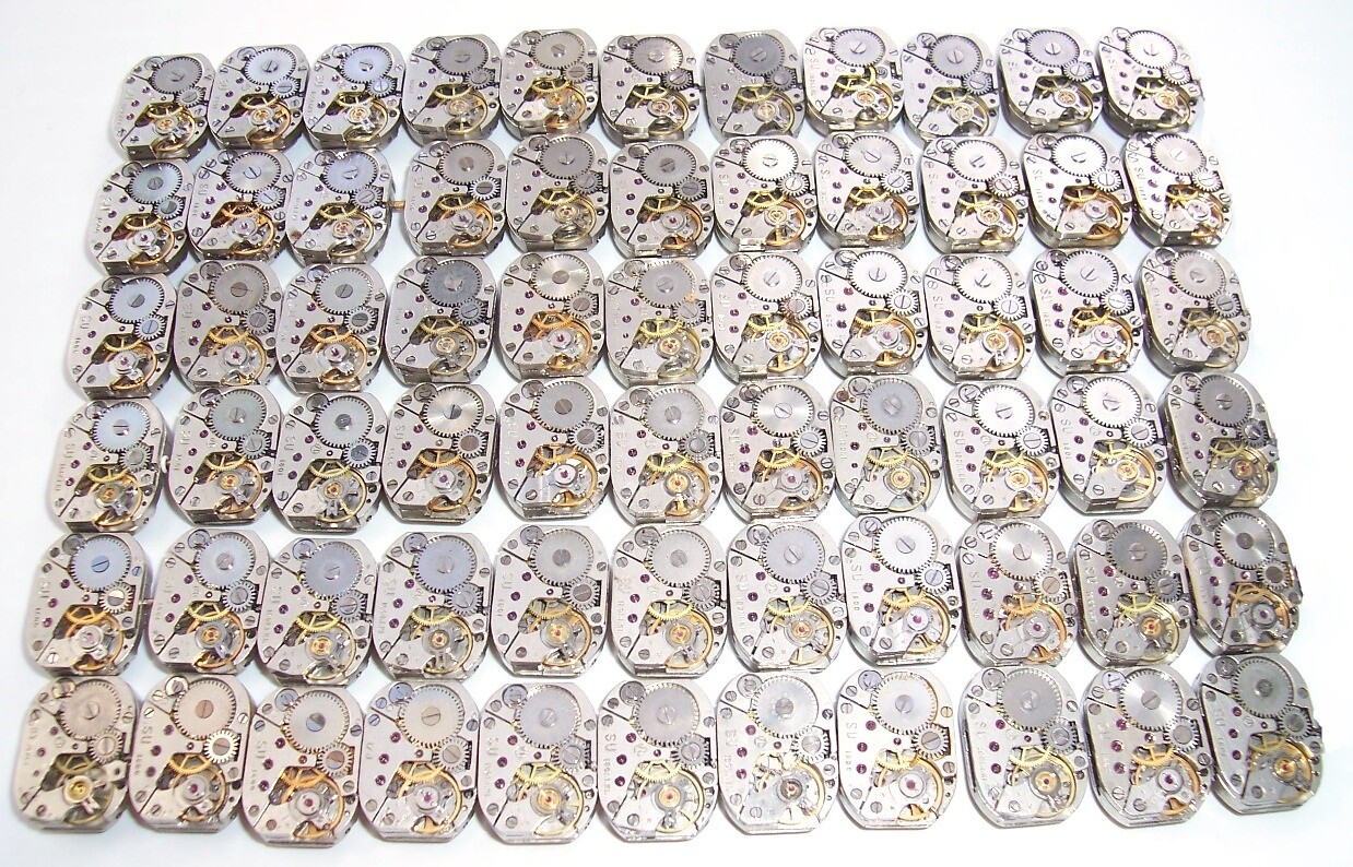 Lot 53 vintage ladies watch movements LUCH 14×18 mm. Steampunk Art or repair DIY