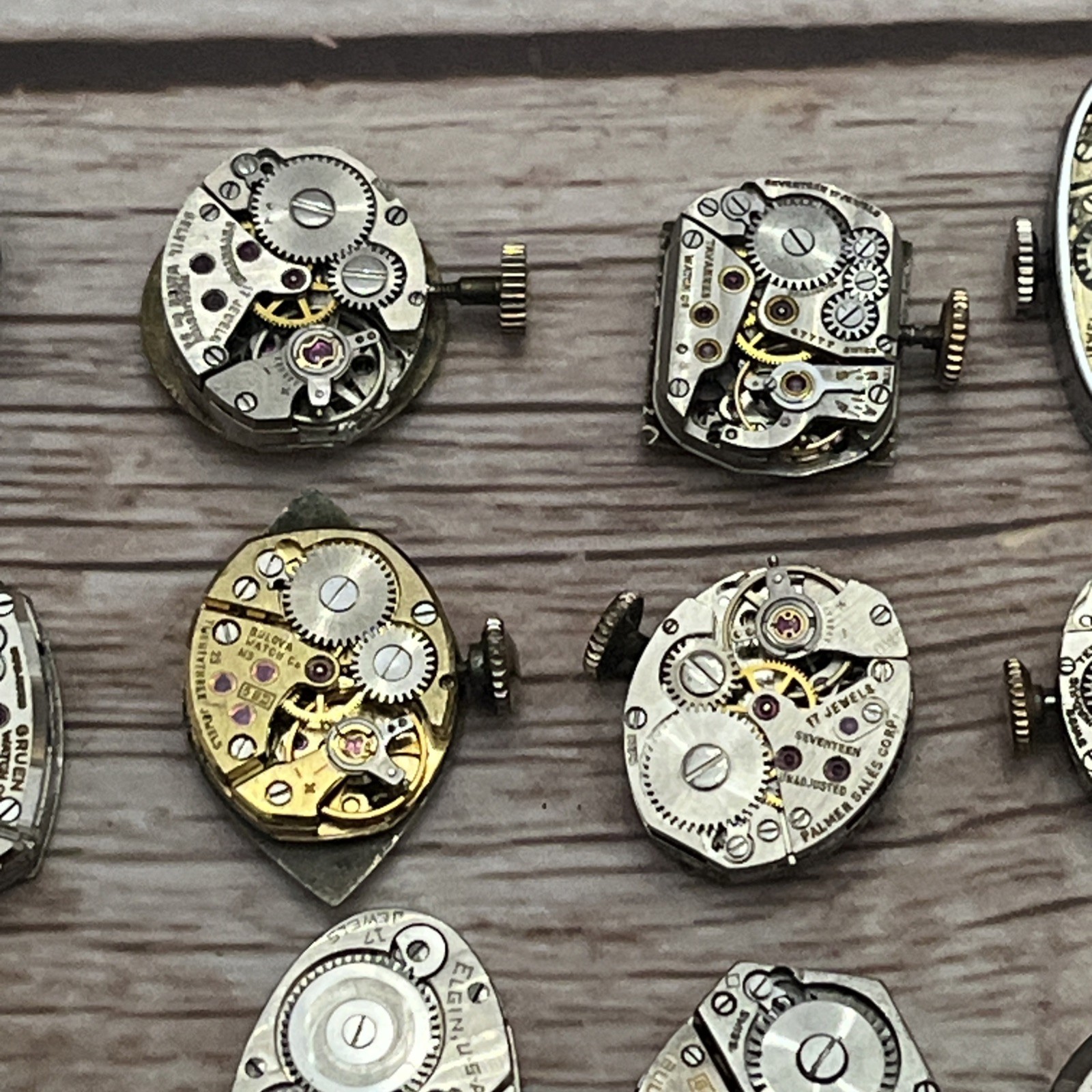 28x Lot Vintage Mechanical Watch Movements Watchmaker Bulova Elgin Gruen Benrus