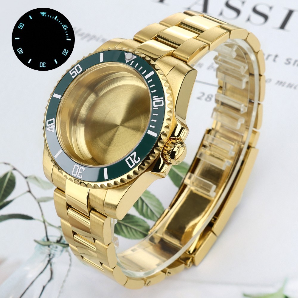 FEIYASHI 40mm Sapphire Luxury Gold Date Watch Case Bracelet For Seiko NH35 NH36