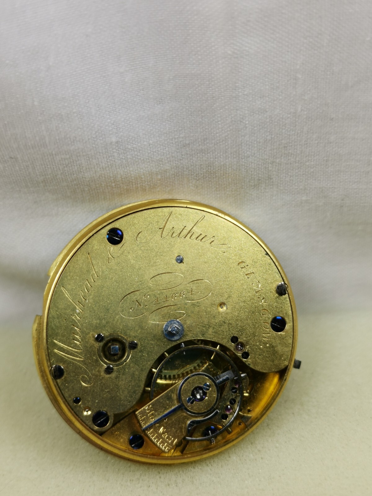 Muirhead & Arthur, Glasgow British Pocket Watch Movement 42.5 mm. Repair/Parts