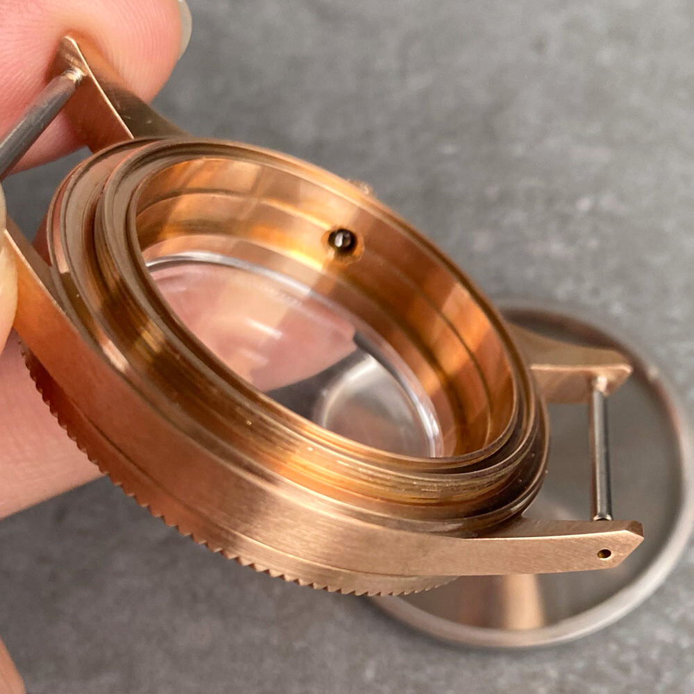 40mm Retro Cusn8 Bronze Watch Case Luminous Ceramic Bezel fit NH35 ETA2824 Move
