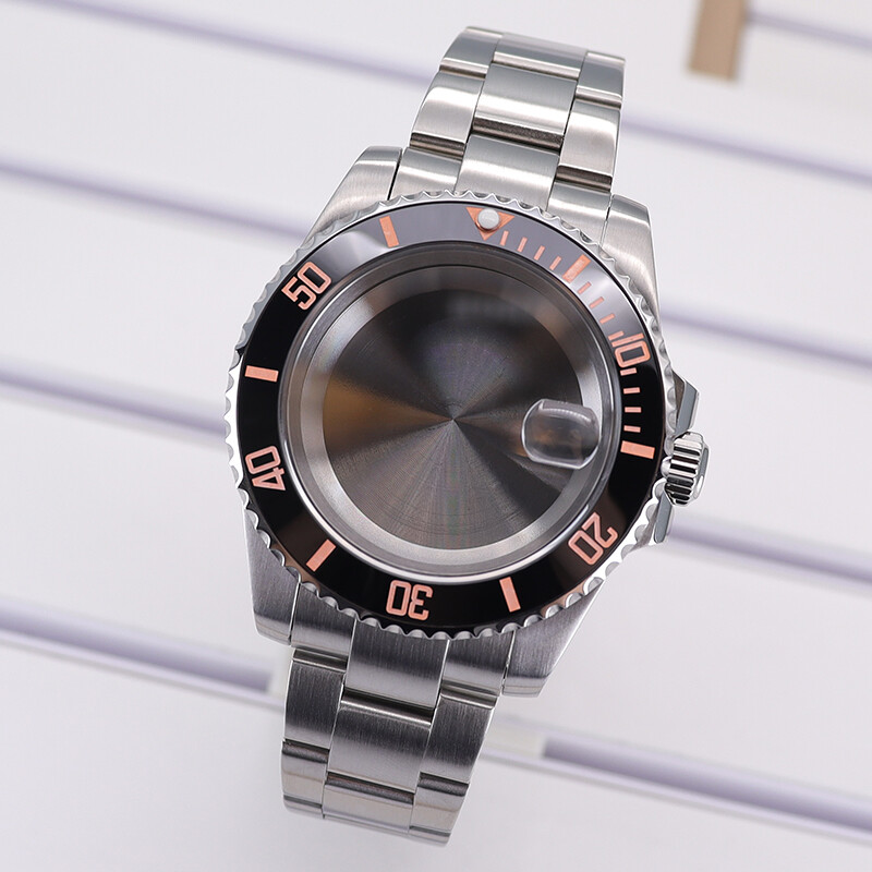 40mm Wire Drawing Watch Case Strap Sapphire Glass For Nh35 36 2824 8215 PT5000