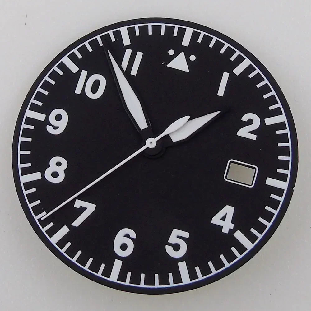 33.5mm Pilot No Logo Watch Dial Green Luminous For NH35 NH36 NH38 NH70 Movement