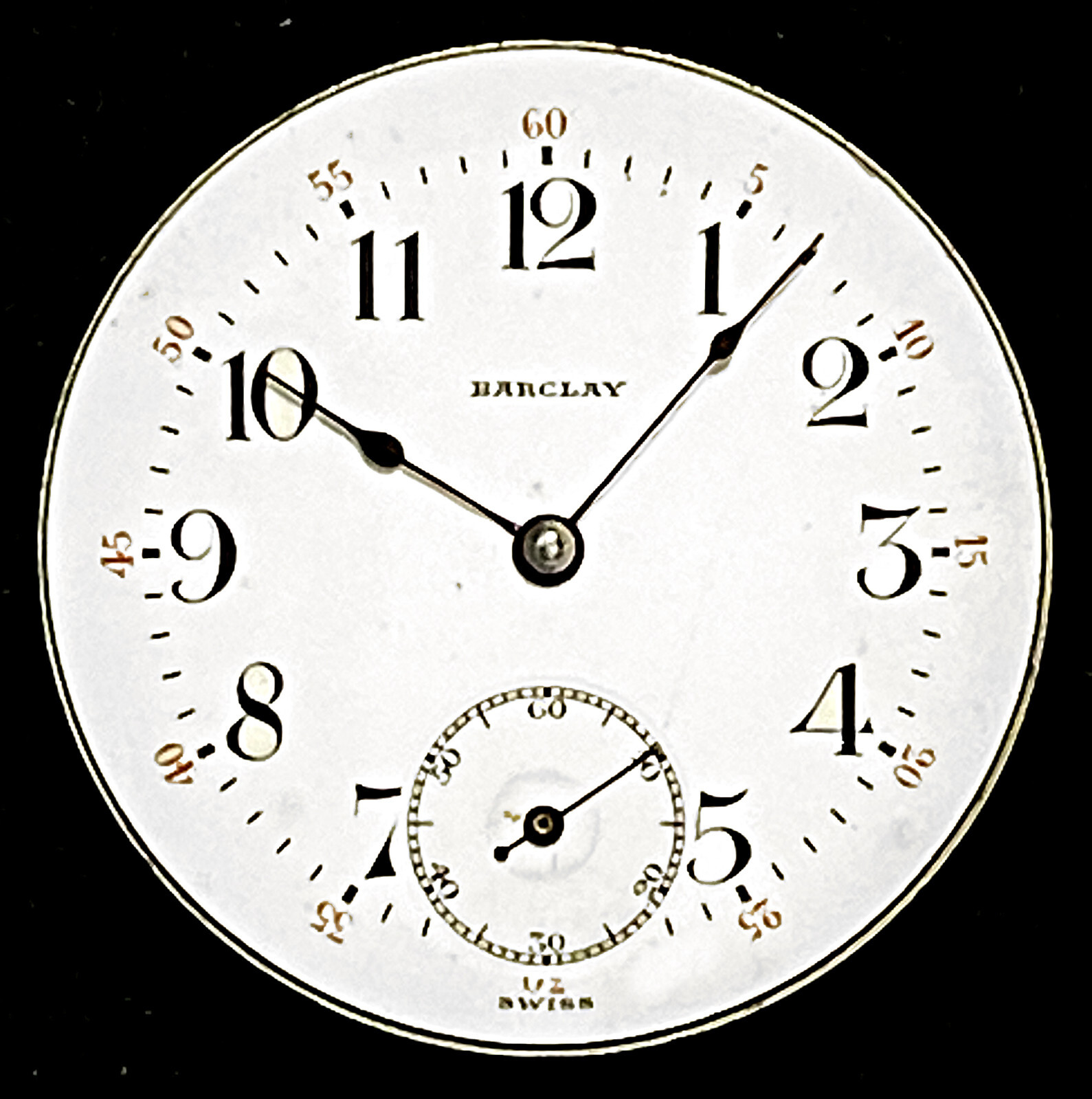 TWO JUILLARD/BARCLAY 7JEWEL ADJ’d. POCKET WATCH MOVEMENTS/DIALS/HANDS FOR PARTS