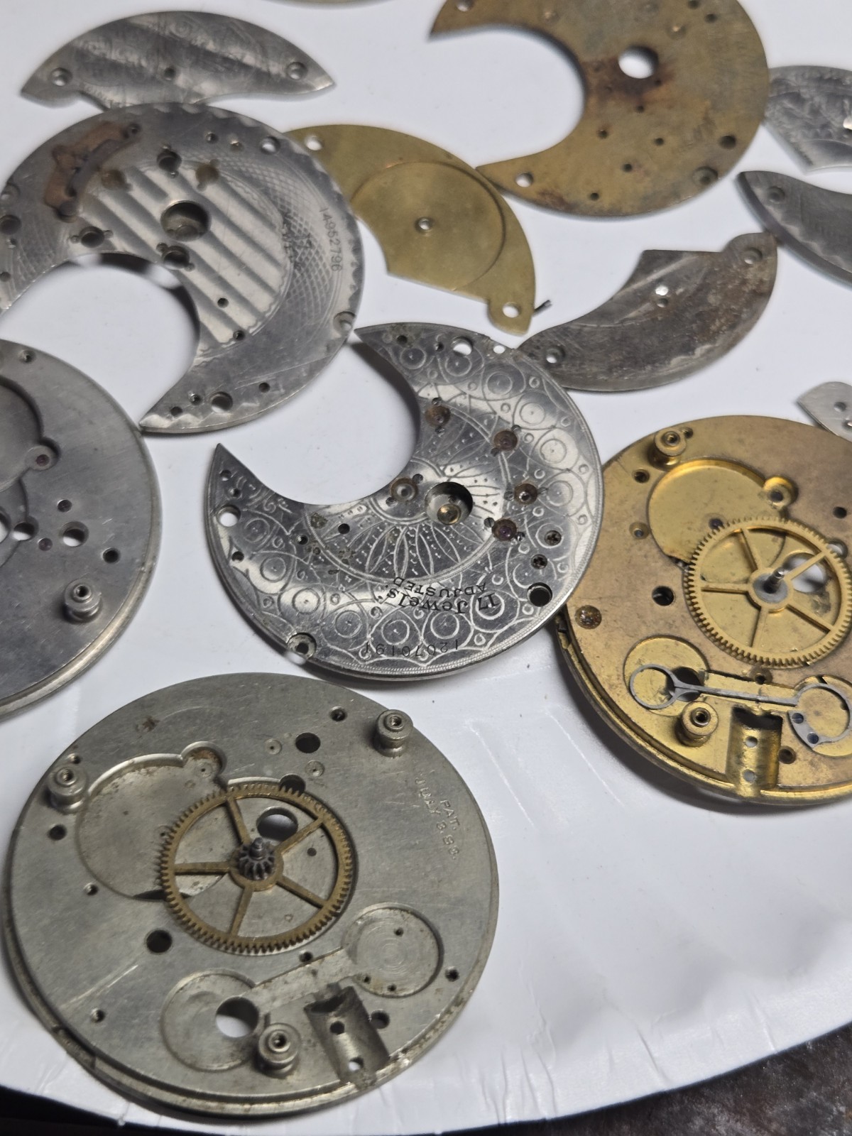 Pocket watch movement parts lot watchmaker estate vtg elgin illinois waltham