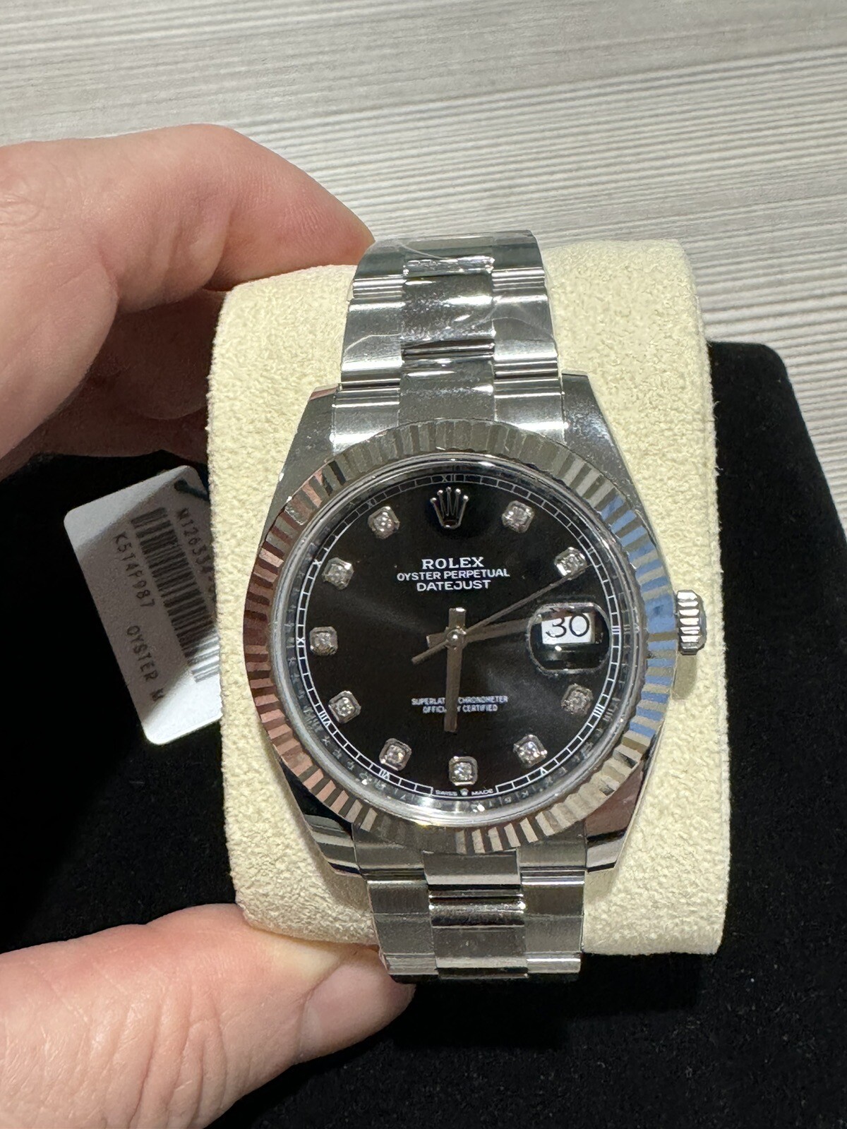 Rolex 41mm Datejust Black Diamond Dial With 18 Carat Gold Fluted Bezel. Unworn!!