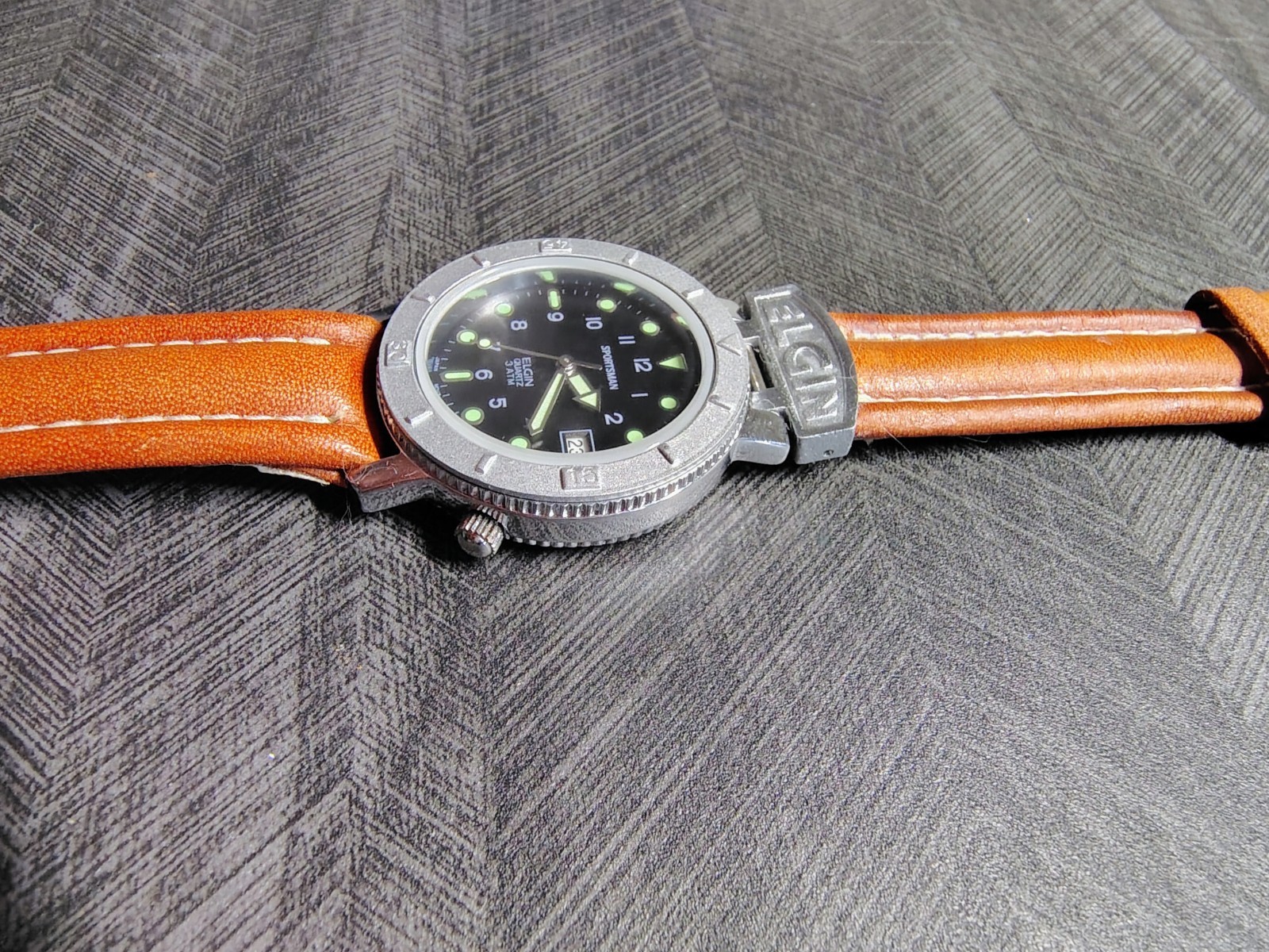 Men’s Vintage Elgin Sportsman Watch With Unique Elgin Metal Strap Connector,35mm