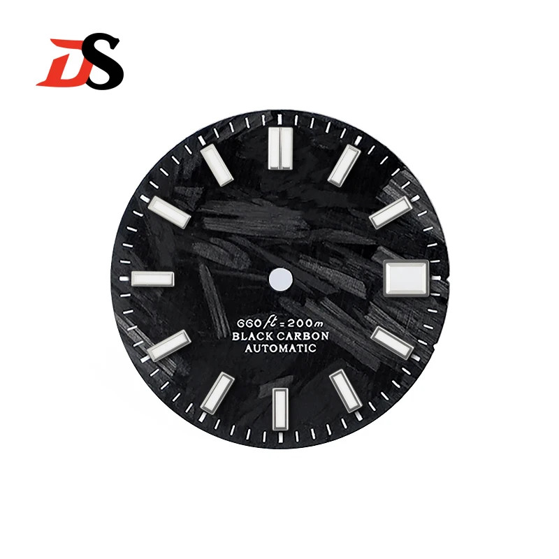 28.5MM Carbon Fiber Dial Blue Lume Date Index High-quality for NH35 Movement