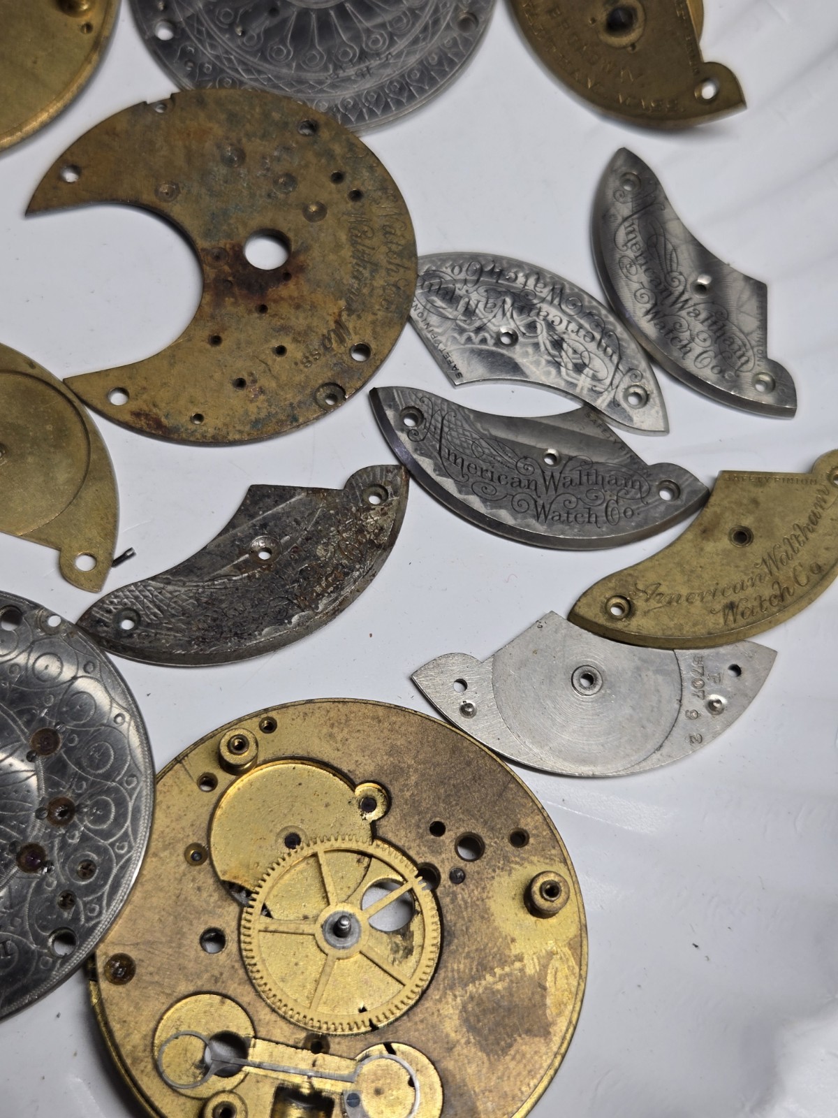 Pocket watch movement parts lot watchmaker estate vtg elgin illinois waltham