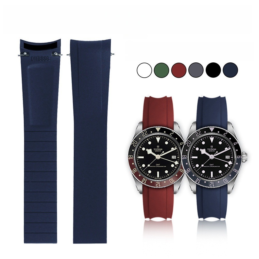 20mm Fluororubber Watch Strap Quick Release Folding Buckle Extended Length