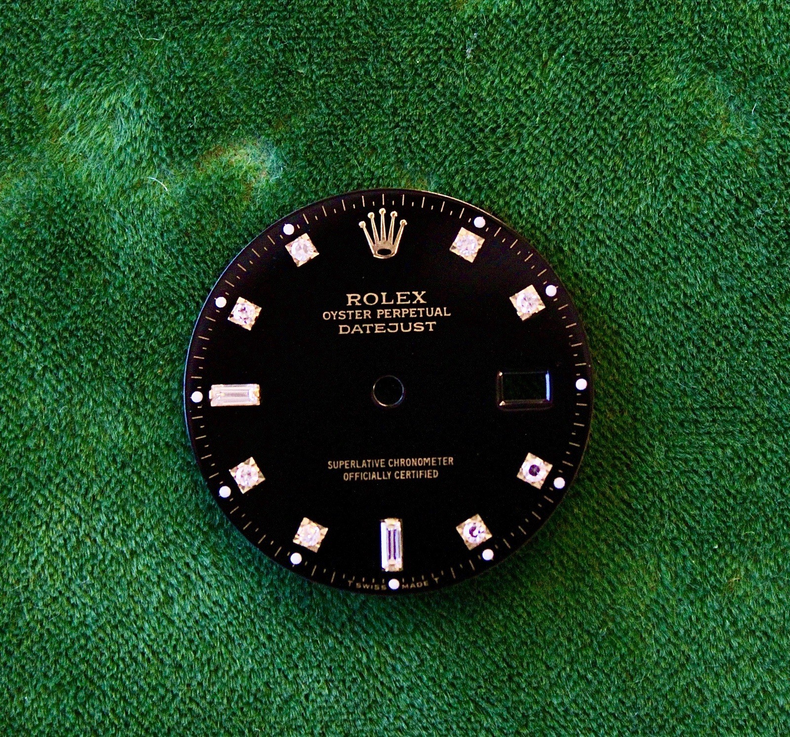 Original Rolex DateJust 16233 Factory Black Baguette Diamond Dial Quickset