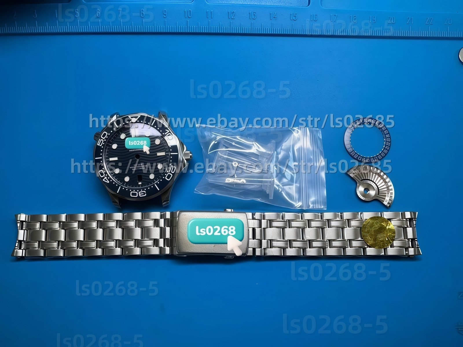 For DIY 40mm Watch Steel Case kit For 8215 movement