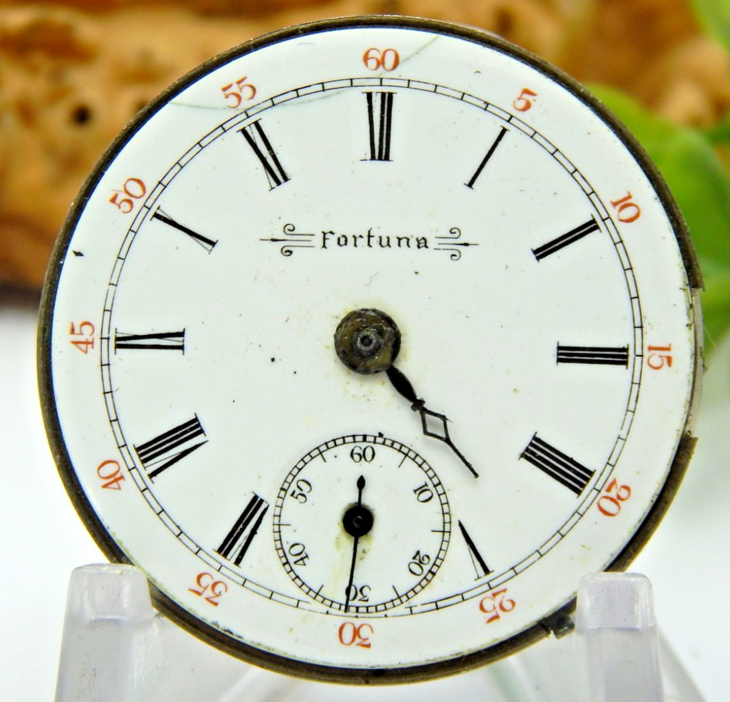 Antique Pocket watch movement Fortuna Trenton grade 300 model 2 6S 7 jewel hunt
